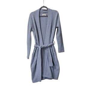 UGG Gray Terrycloth Fleece Long Sleeve Belted Short Robe, Women's Medium